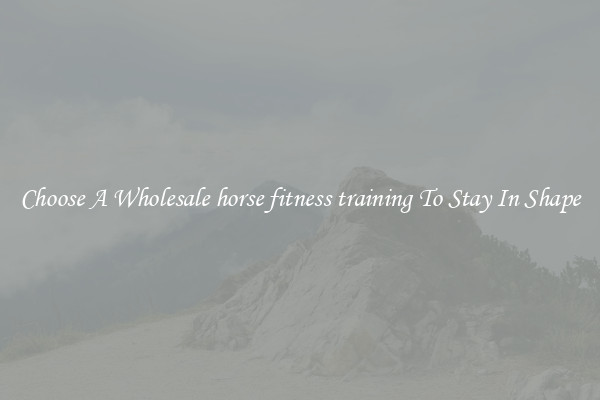 Choose A Wholesale horse fitness training To Stay In Shape