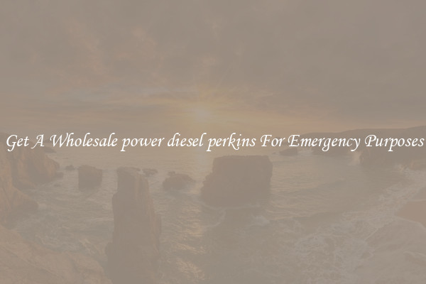 Get A Wholesale power diesel perkins For Emergency Purposes